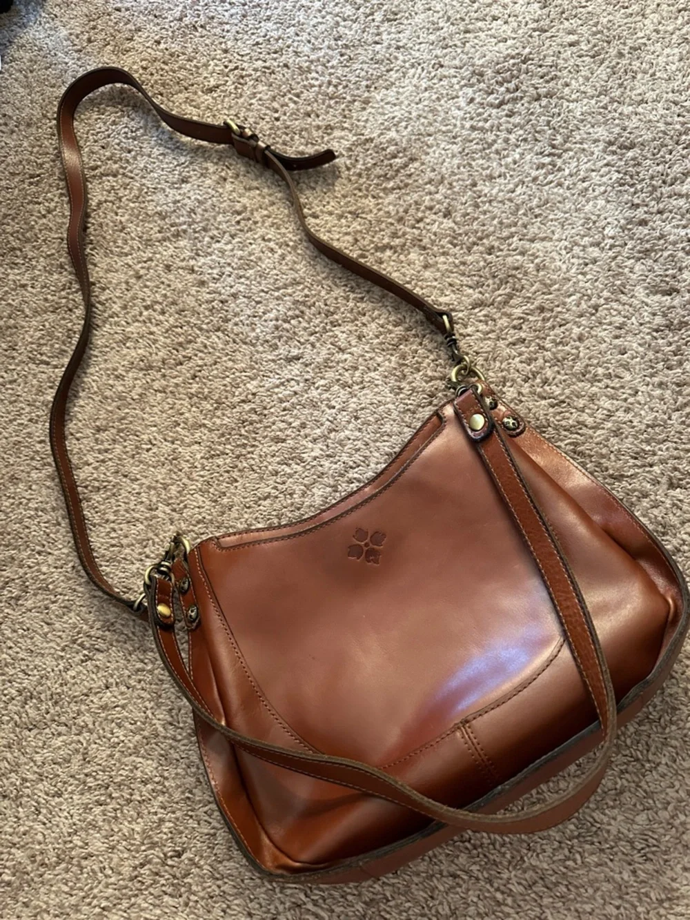 Patricia Nash Caletta Hobo Crossbody Bag - Cognac Leather